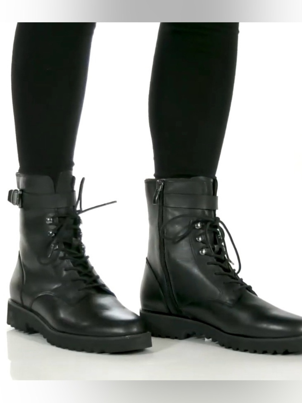 Franco Sarto Black Lace-Up Canon 2 Leather Boots